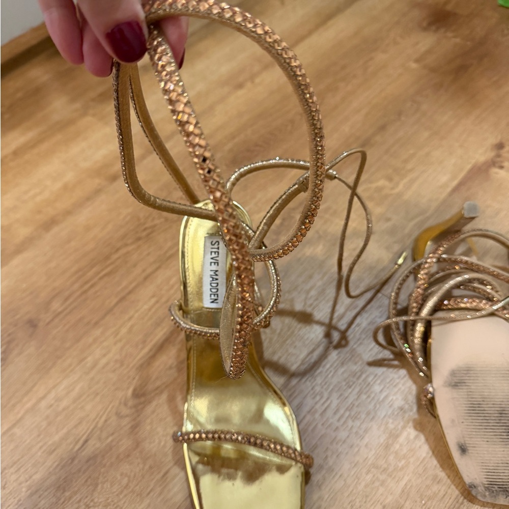 Steve Madden Gold and Tan Strappy Heels - Picture 4 of 4